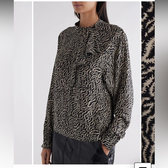 Isabel Marant Étoile VILDA Abstract BLOUSE printed flowing blouse ECRU/ BLACK - Picture 3 of 8